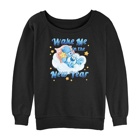 Juniors Care Bears Wake Me Up In The New Year Sweatshirt Womens Crew Neck Long Sleeve Care Bears Sweatshirt, X-large, Black