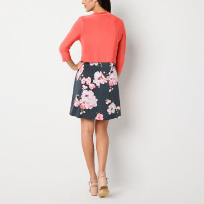 Perceptions Womens Floral Jacket Dress