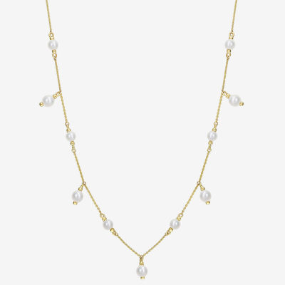 Womens White Cultured Freshwater Pearl 10K Gold 16 Inch Pendant Necklace