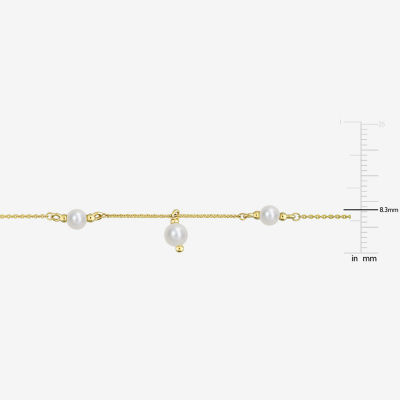 Womens White Cultured Freshwater Pearl 10K Gold 16 Inch Pendant Necklace