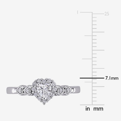 Womens Diamond Accent Lab Created White Sapphire Sterling Silver Heart Cocktail Ring