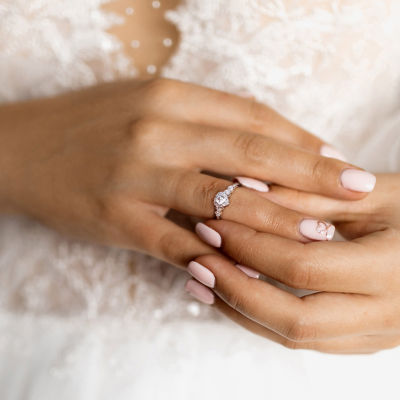 Womens Diamond Accent Lab Created White Sapphire Sterling Silver Heart Cocktail Ring