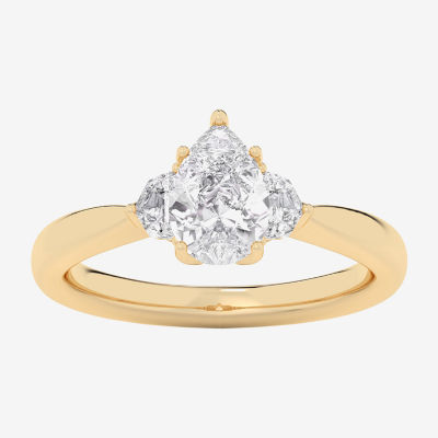 (G-H / Si1-Si2) Womens 1 1/4 CT. T.W. Lab Grown White Diamond 14K Gold Pear Solitaire Engagement Ring