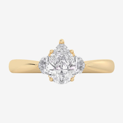(G-H / Si1-Si2) Womens 1 1/4 CT. T.W. Lab Grown White Diamond 14K Gold Pear Solitaire Engagement Ring