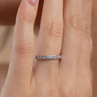 (H / I1) Womens 2MM 1/4 CT. T.W. Lab Grown White Diamond 10K White Gold Wedding Band