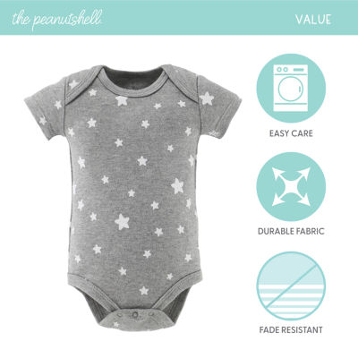 The Peanutshell Neutral Safari Baby Unisex Round Neck Short Sleeve 7-pc. Bodysuit