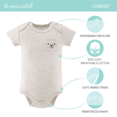 The Peanutshell Neutral Safari Baby Unisex Round Neck Short Sleeve 7-pc. Bodysuit