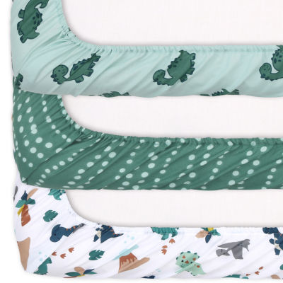 The Peanutshell Green Dino 3-pc. Playard Sheet