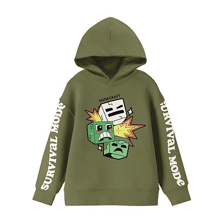 Little & Big Boys Minecraft Fleece Hoodie, Small (8), Green