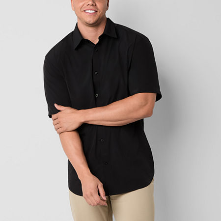 Stylus Big and Tall Mens Regular Fit Short Sleeve Button-Down Shirt, X-large Tall, Black