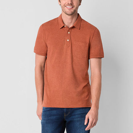 mutual weave Mens Regular Fit Easy-on + Easy-off Adaptive Short Sleeve Pocket Polo Shirt, X-large, Orange