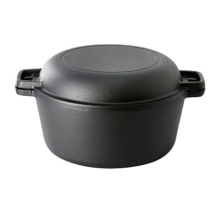 Megachef Cast Iron 2-In-1 Dutch Oven And Skillet, One Size, Black