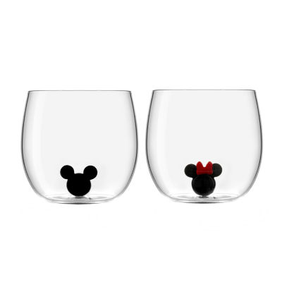 Joyjolt Mickey And Minnie Icon Wine Glass, Color: Clear