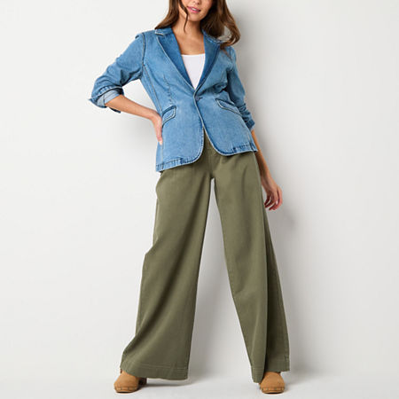 a.n.a Denim Womens Regular Fit Blazer, Large, Blue