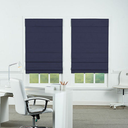 Asstd National Brand Insulating Energy Saving Cordless Blackout Roman Shade In Blue