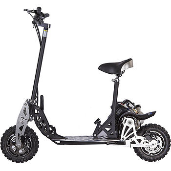 Uberscoot 2x 2-Speed Stand Up Gas Powered Scooter With Seat Scooter, Color: Black -
