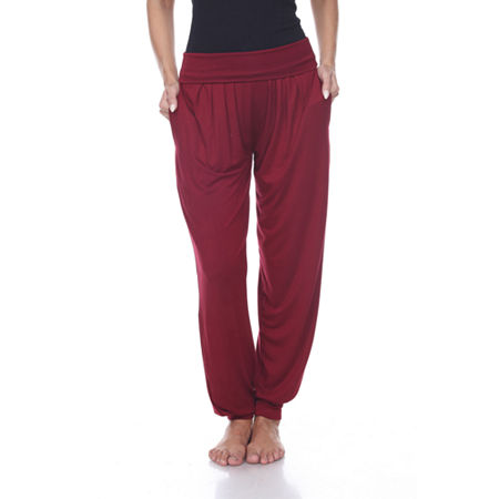 White Mark Harem Womens Mid Rise Jogger Pant, Large, Red