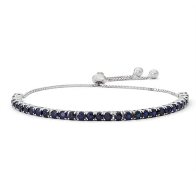Womens Lab Created Blue Sapphire Sterling Silver Bolo Bracelet