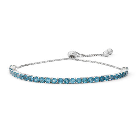 Genuine Blue Topaz Sterling Silver Bolo Bracelet, One Size