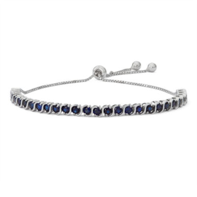 Womens Lab Created Blue Sapphire Sterling Silver Bolo Bracelet