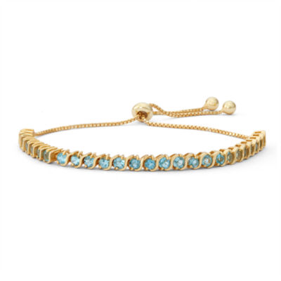 Genuine Blue Topaz 14K Gold Over Silver Bolo Bracelet - JCPenney