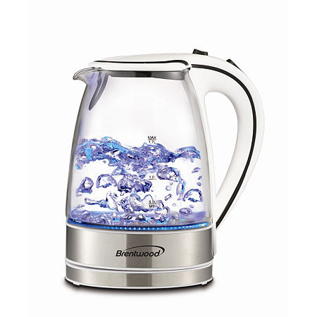 Brentwood Tempered Glass Tea Kettle, One Size, White