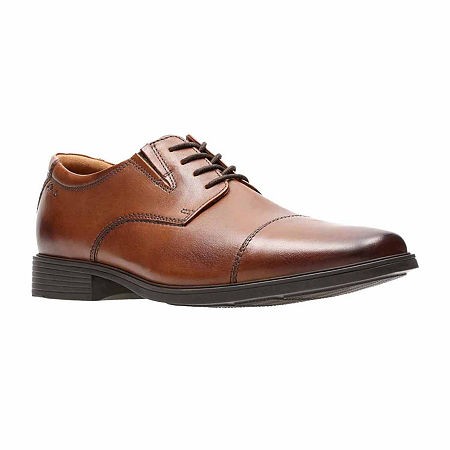 Clarks Tilden Mens Leather Cap-Toe Dress Shoes, 13 Medium, Brown