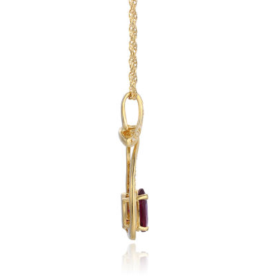 Womens Genuine Red Garnet 14K Gold Over Silver Pendant Necklaces