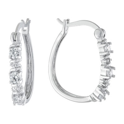 Sparkle Allure Cubic Zirconia Pure Silver Over Brass Hoop Earrings