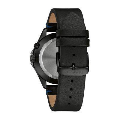 Caravelle Designed By Bulova Mens Black Leather Strap Watch 45c118