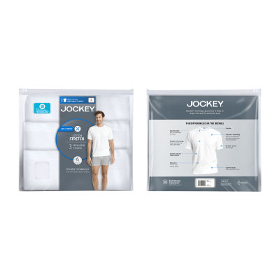 Jockey Cotton Stretch Mens 3 Pack Short Sleeve Crew Neck Moisture Wicking T-Shirt