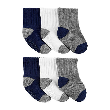 Carter's Toddler Boys 6 Pair Quarter Ankle Socks, 2t-4t, Gray