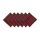 Elrene Home Fashions Christmas Classic Holiday Plaid Cotton Napkins,  Holiday Table Decor, 17 x 17, Set of 8