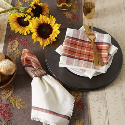 Design Imports Pumpkin Spice Plaid Border 6-pc. Napkins