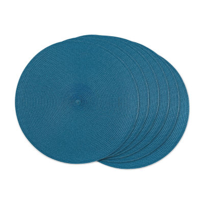 Design Imports Storm Blue Round Woven 6-pc. Placemats, Color: Storm ...