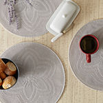 Design Imports Light Gray Floral Woven Round 6-pc. Placemats