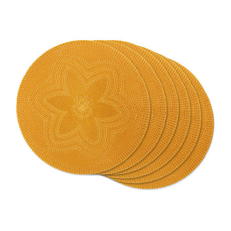 Design Imports Floral Woven Round 6-pc. Placemats, One Size, Yellow