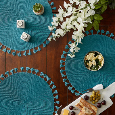 Design Imports Tassel Woven Round 6-pc. Placemats