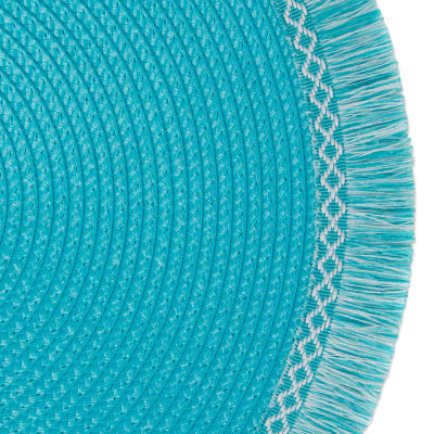 Design Imports Aqua Round Fringed 6-pc. Placemats