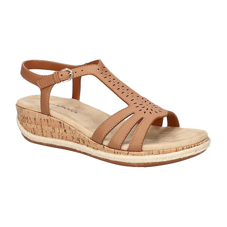 Easy Street Womens Dorinda Wedge Sandals, 10 Medium, Brown