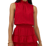 Sam And Jess Sleeveless Clip Dot Tiered Fit & Flare Dress