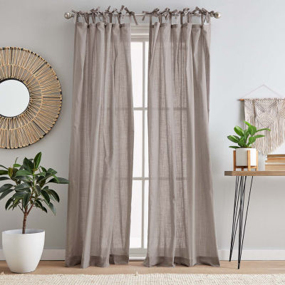 CHF 100% Cotton Sheer Tie Top Set of 2 Curtain Panel