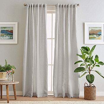 Chf 100 Linen Light Filtering Back Tab Set Of 2 Curtain Panel Jcpenney