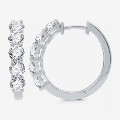 2 CT.T.W.Certified (H-I / I1) Lab Grown Diamond 10K or 14K White or Yellow Gold 19mm Hoop Earrings