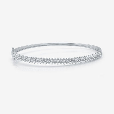 (H-I / I1) Womens 1 1/4 CT. T.W. Lab Grown White Diamond 10K White Gold Bangle Bracelet
