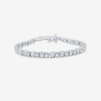 Womens 4 CT. T.W. Natural White Diamond 10K White Gold 7.5 Inch Tennis Bracelet
