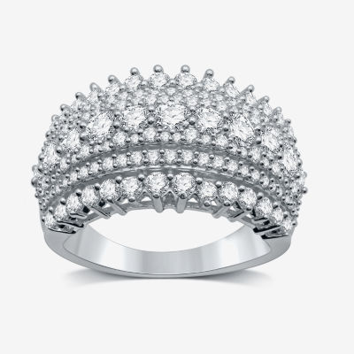 Womens 2 CT. T.W. Natural White Diamond 10K White Gold Cluster Band