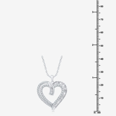 (H-I / I1) Womens 1 CT. T.W. Lab Grown White Diamond 10K White Gold Heart 18 Inch Pendant Necklace