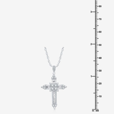 H-I / I1) Womens 1/ CT. T.W. Lab Grown White Diamond 10K Gold Cross Pendant Necklace