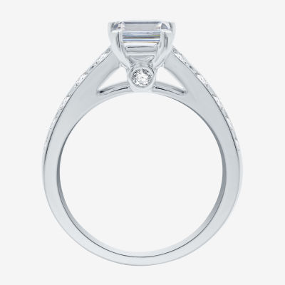 (H-I / I1) Womens 2 3/4 CT. T.W. Lab Grown White Diamond 10K White Gold Side Stone Engagement Ring